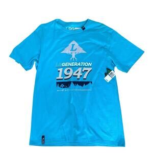 LRG Aqua Blue LR Generation 1947 Graphic Tee Men's XL NWT Y2K Deadstock Cotton